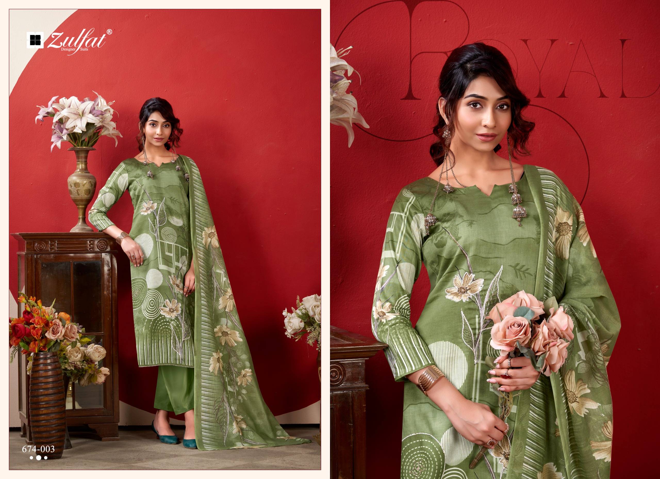 ROSHNI VOL 2 By Zulfat 01 To 04 Series Designer Suits Beautiful Pakistani Suits Wear Pure Cotton Dresses At Wholesale Price